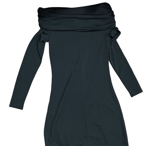 J Crew Collection Dress WMNS XXS Black Off The Shoulder Matte Maxi Jersey BV841 - Picture 2 of 14